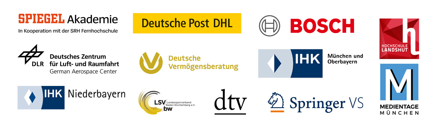 Logos von namhaften Unternehmen, die mit Professor Hermanni kooperieren.