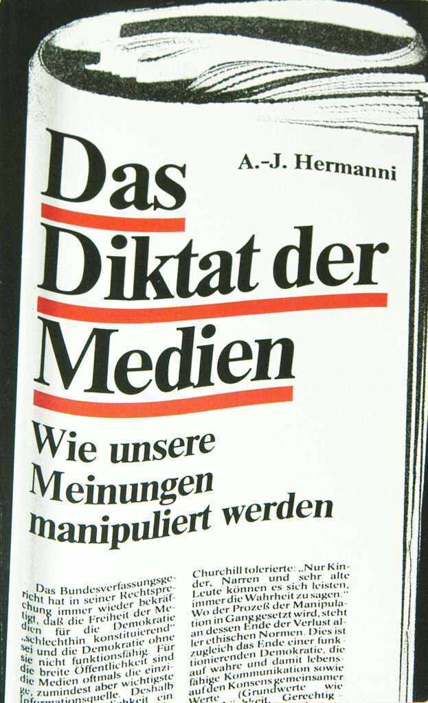 Buchtitel "Das Diktat der Medien. Wie unsere Meinungen manipuliert werden" von Professor Dr. Alfred-Joachim Hermanni